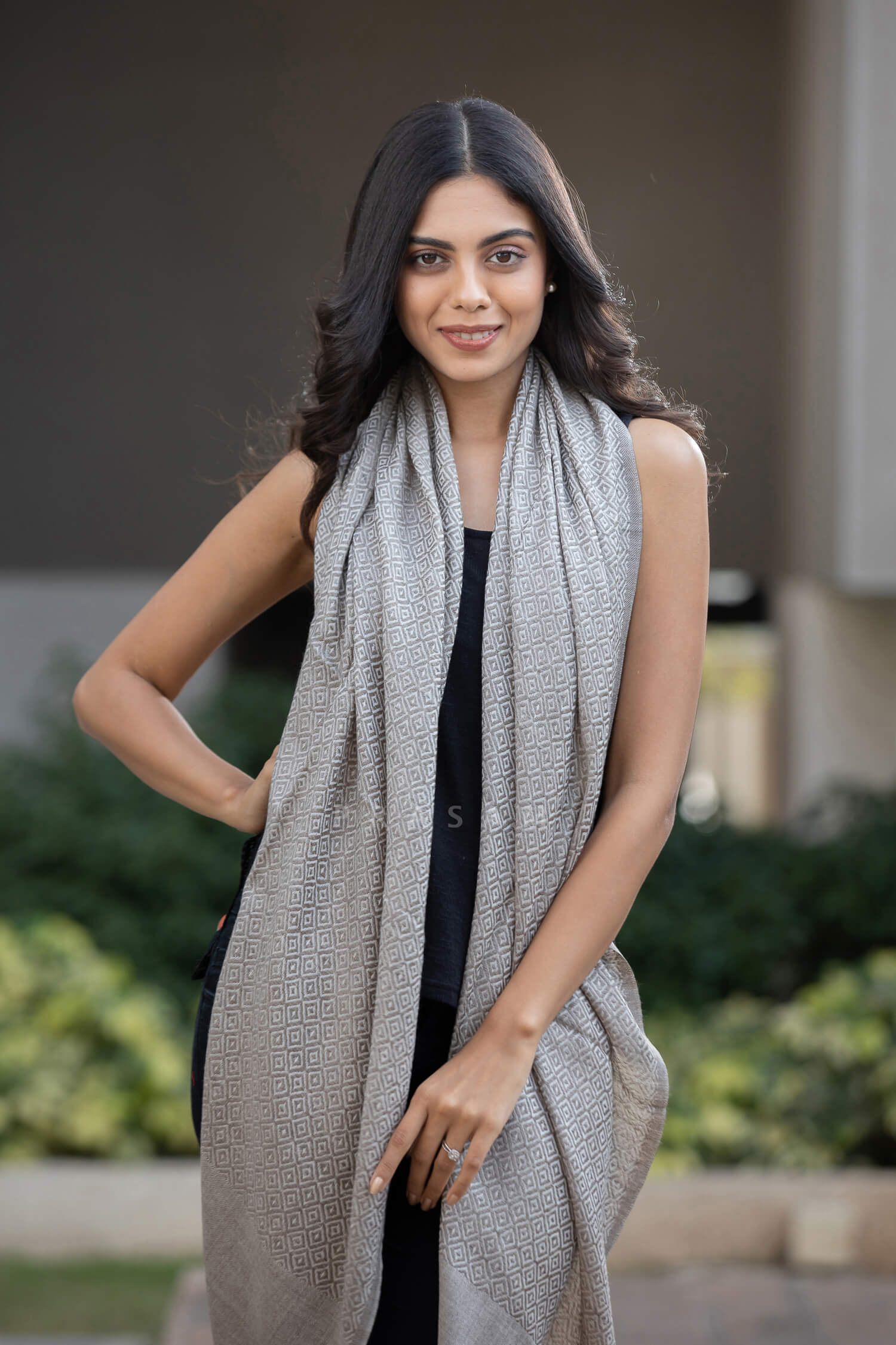 Monochrome Magic Pashmina Weave Stole