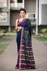Monday Blues Cotton handblock print Saree Prasamcrafts Handcrafted Festive Workwear Dailywear