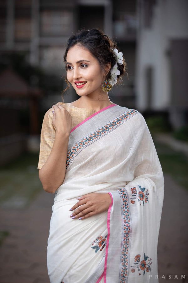 Nirmal Cotton handblock print Saree Prasamcrafts Handcrafted Festive Workwear Dailywear