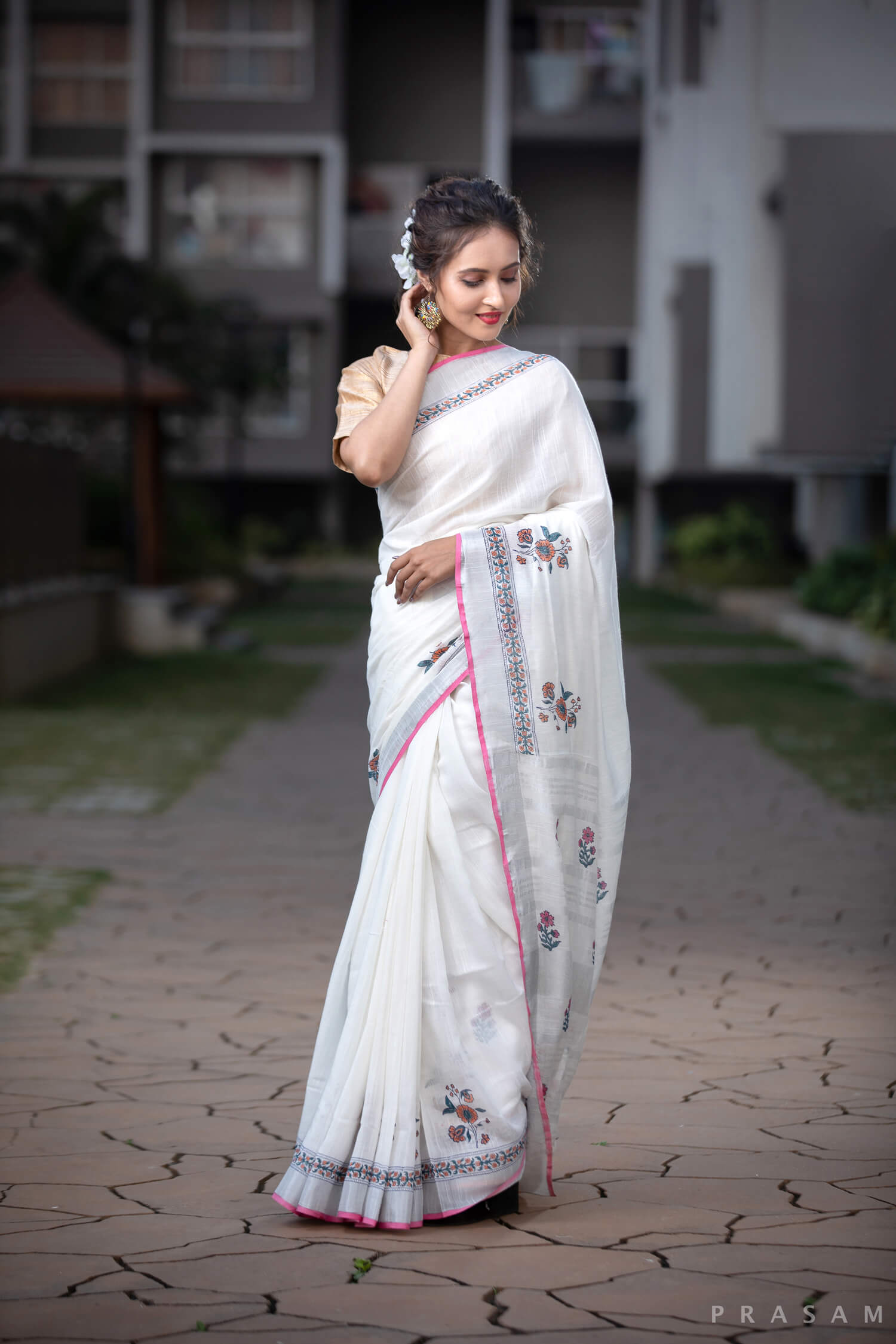 Nirmal Cotton handblock print Saree Prasamcrafts Handcrafted Festive Workwear Dailywear