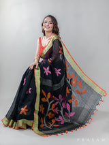 Robust Stunner-Linen Jamdani Weave Saree Prasam Crafts