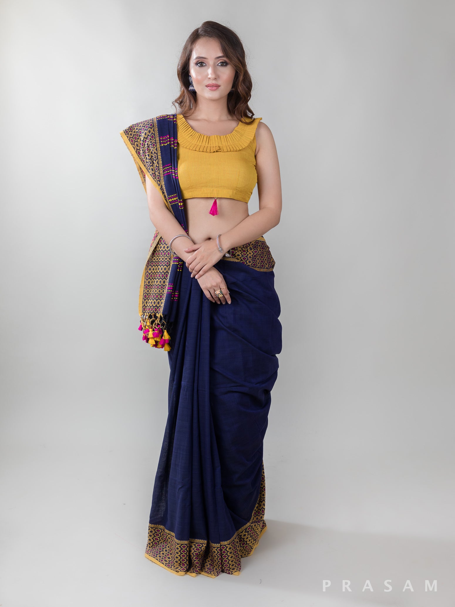 Layered Lines-Cotton Handwoven Saree Prasam Crafts