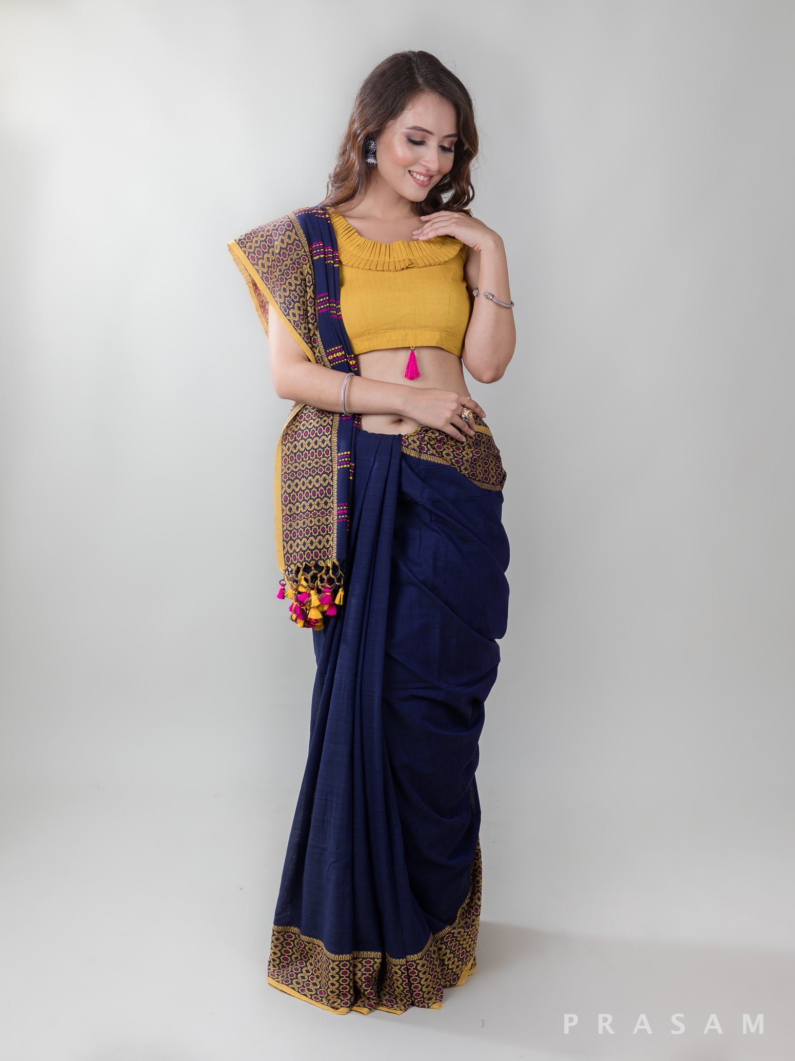 Layered Lines-Cotton Handwoven Saree Prasam Crafts