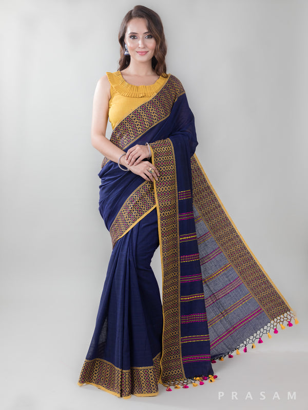 Layered Lines-Cotton Handwoven Saree Prasam Crafts
