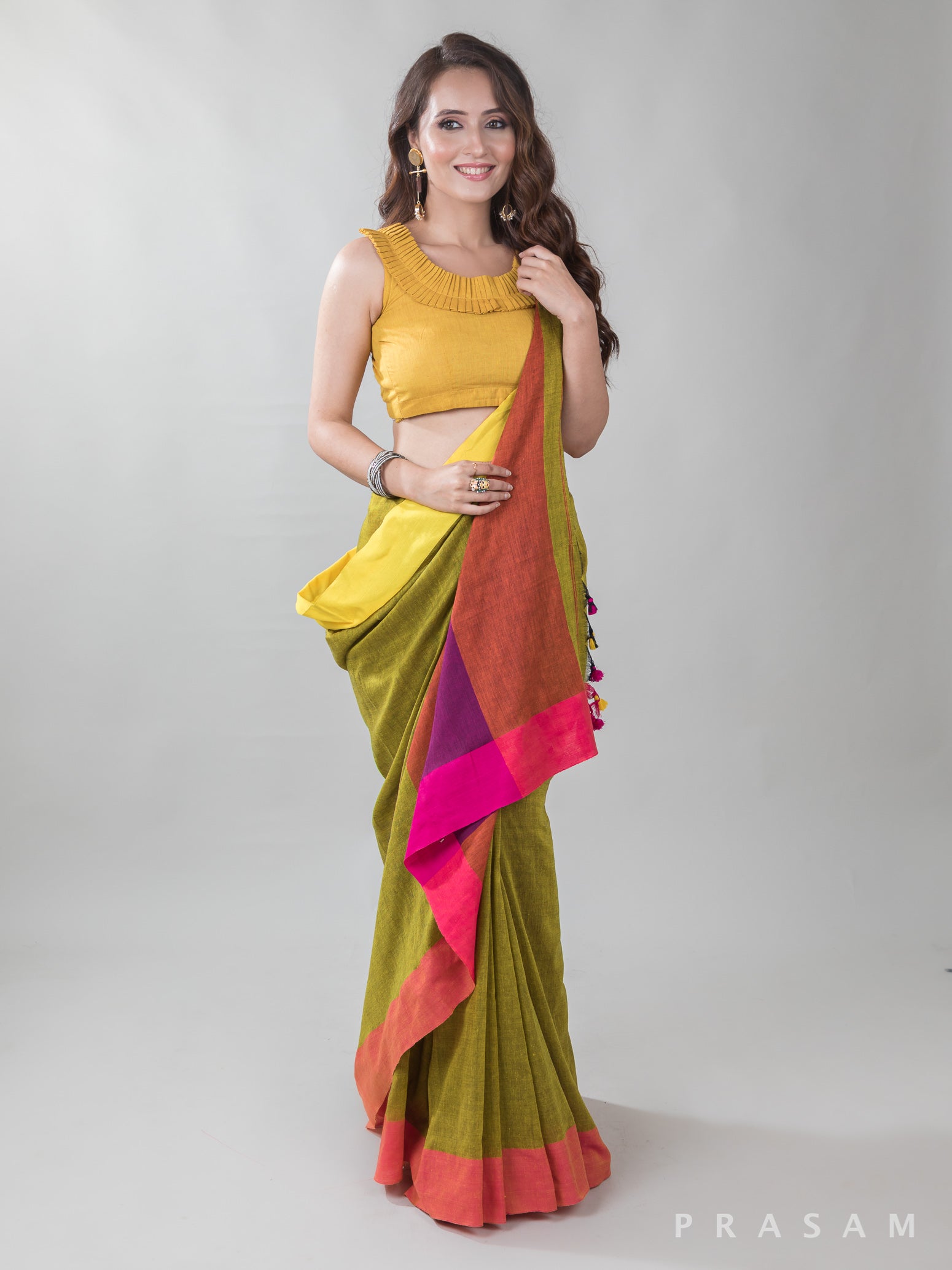 Cuddly Gardens-Cotton Handwoven Saree Prasam Crafts