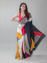 Color Collide-Hand Batik Silk Sares Prasam Crafts