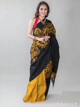 Inverse Rhythm-Hand Batik Silk Saree Prasam crafts