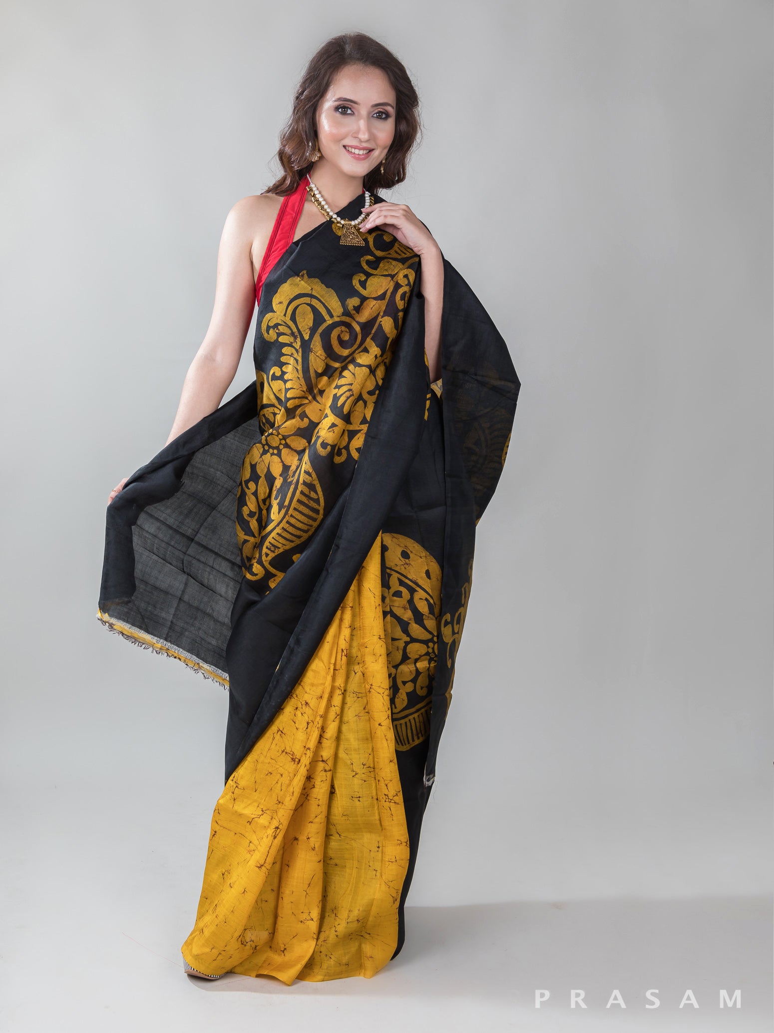 Inverse Rhythm-Hand Batik Silk Saree Prasam crafts