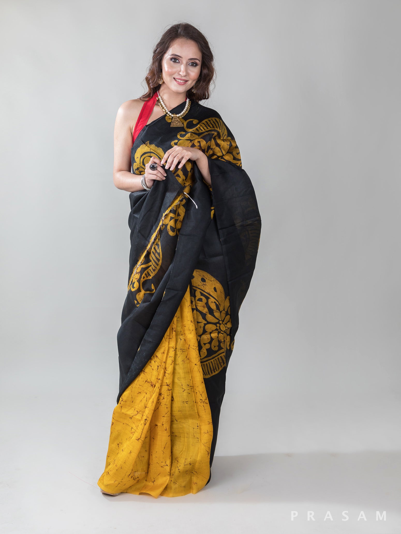 Inverse Rhythm-Hand Batik Silk Saree Prasam crafts