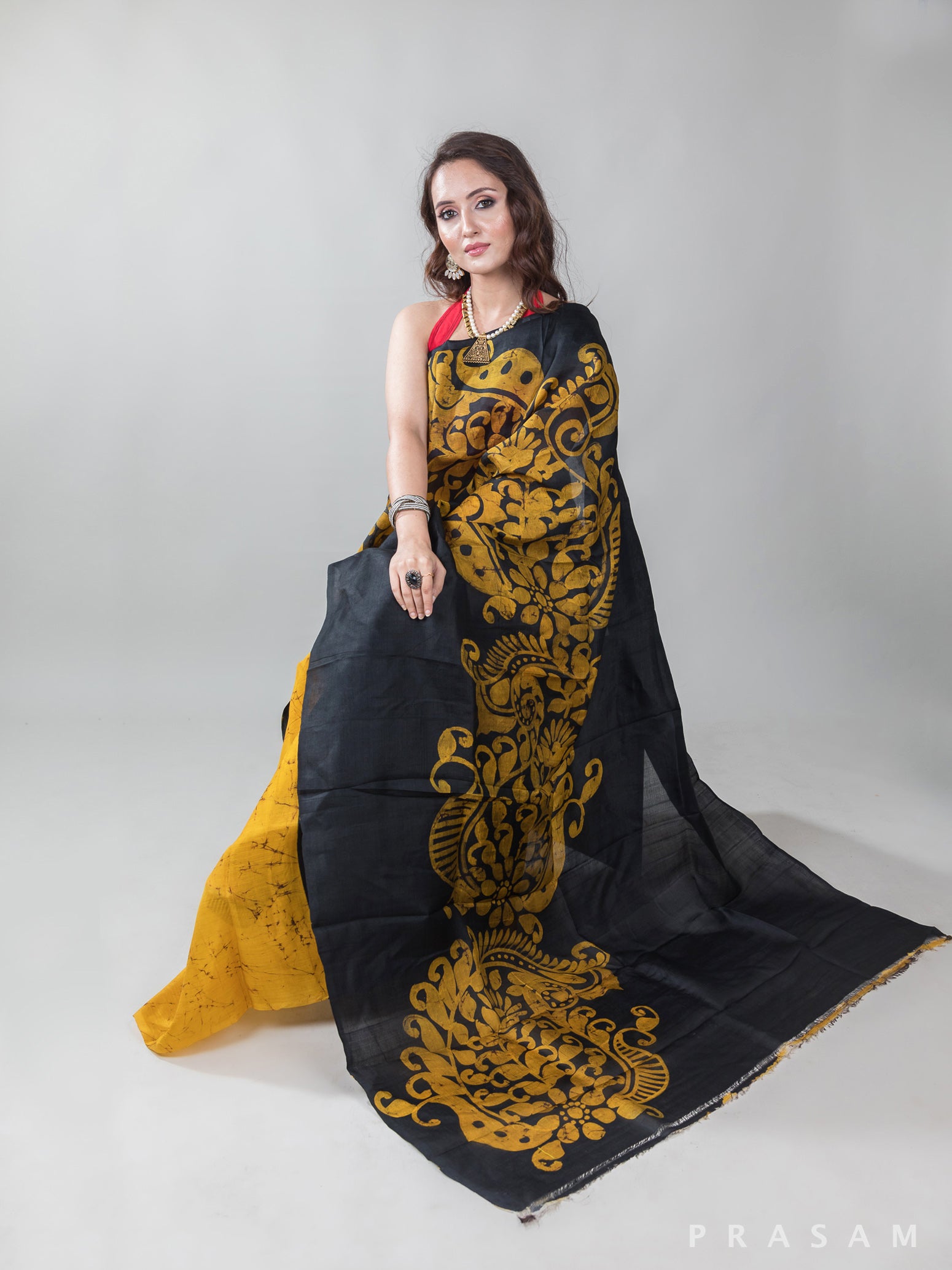 Inverse Rhythm-Hand Batik Silk Saree Prasam crafts