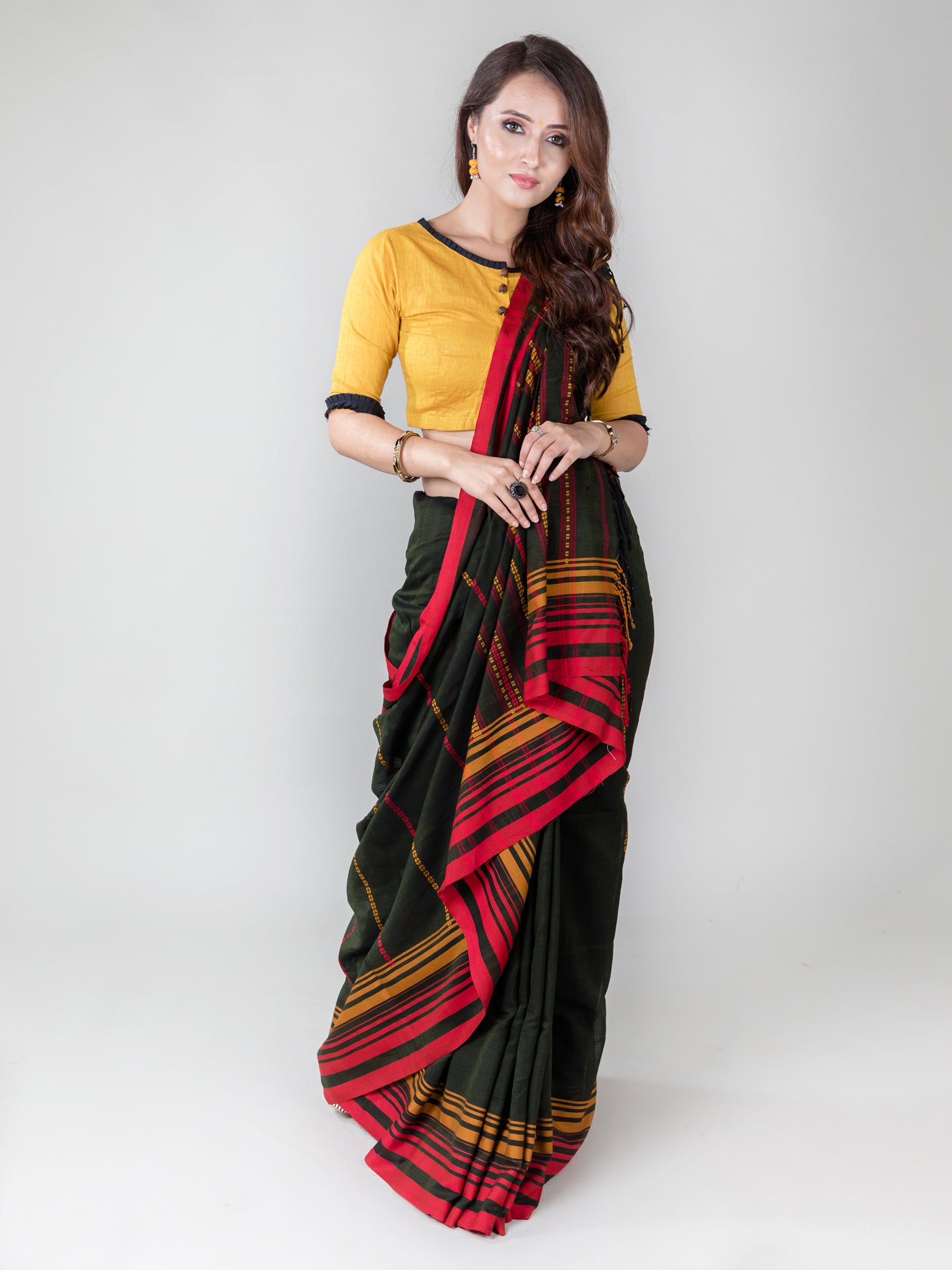 Daring Glamour-Cotton Handwoven Saree PRasam Crafts