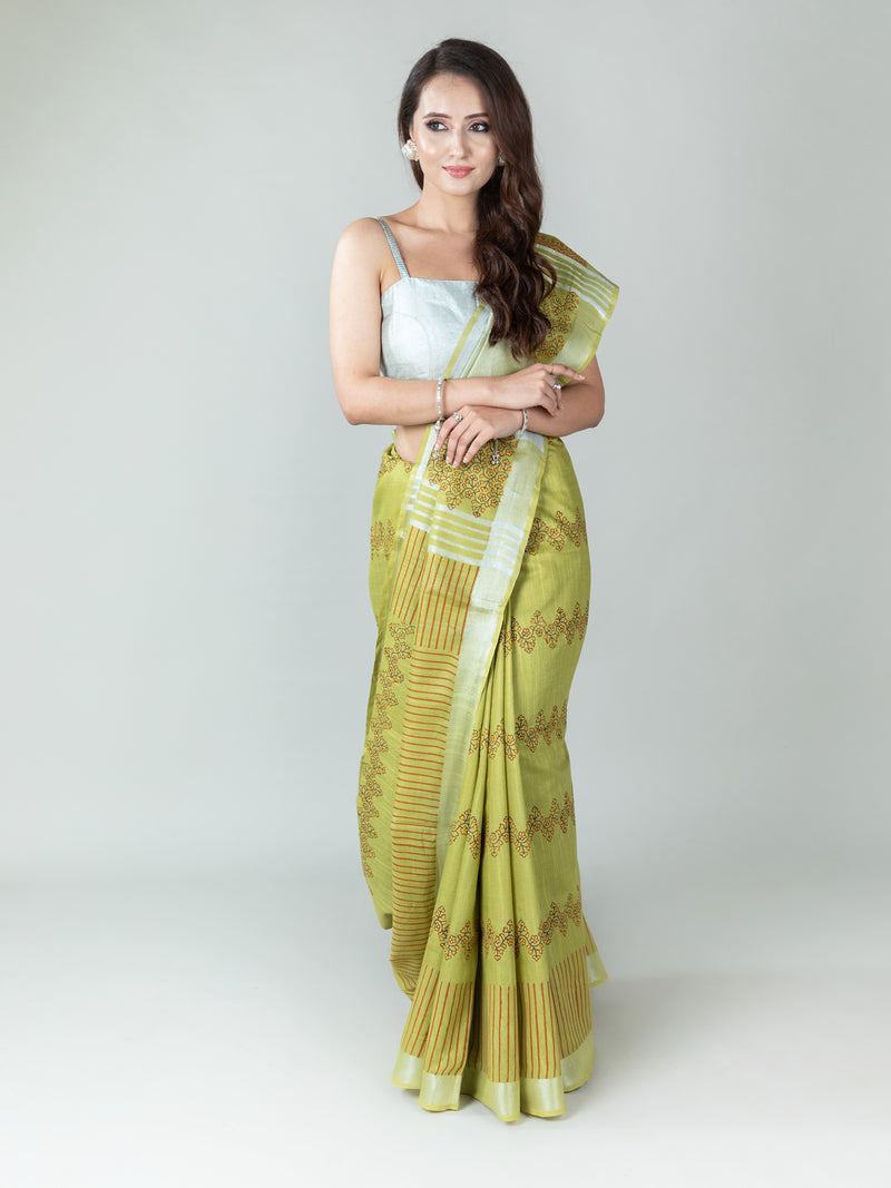 Thoughtfully Niche Saree, Cotton Hand Block Print Saree, Exquisite Craftsmanship, Traditional Artistry, Premium Quality Cotton, Comfortable and Breathable, Unique and Artisanal, Timeless Beauty, Prasam Crafts