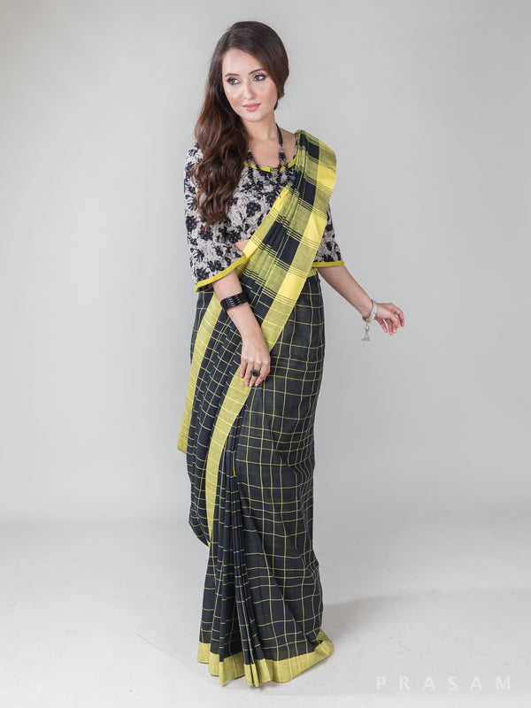 Cheerful Checkers-Cotton Handwoven Saree Prasam Crafts