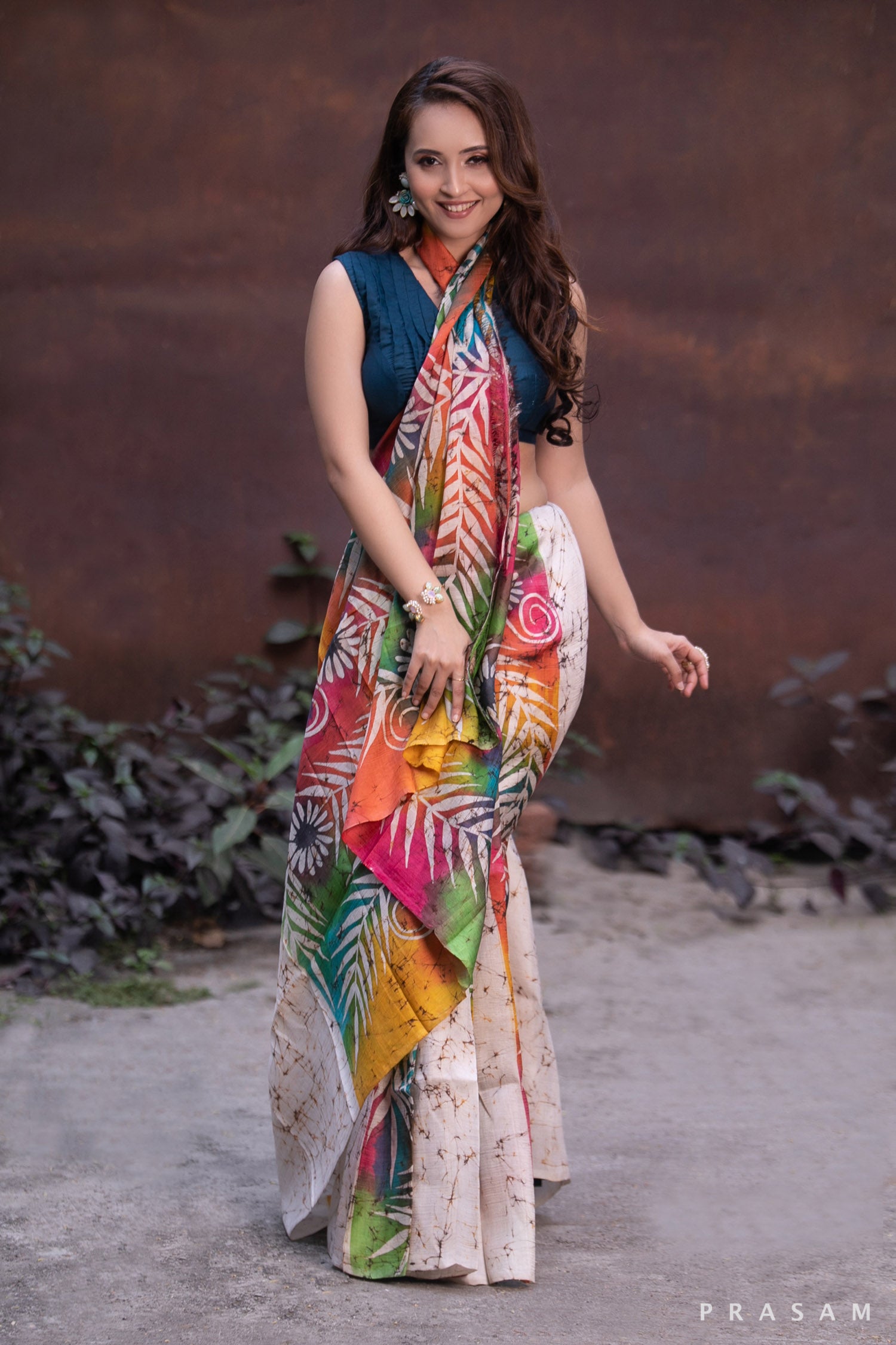 Blazing Space-Hand Batik Pure Silk Saree Prasam Crafts