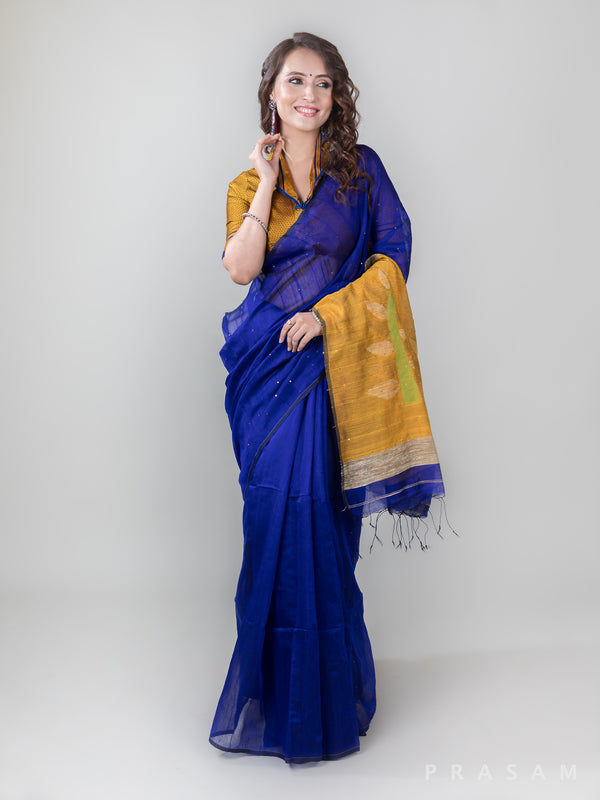Art Silk Jamdani Weave Saree - Exquisite Craftsmanship  Prasam Crafts