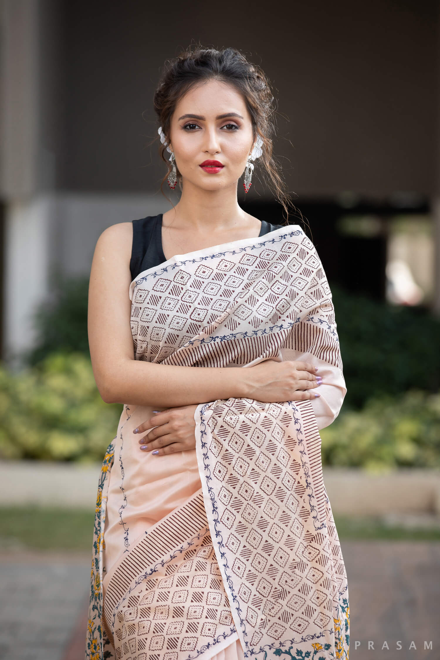 Pastel Murals Chanderi Handblock Print Saree Prasamcrafts Handcrafted Festive Workwear Dailywear