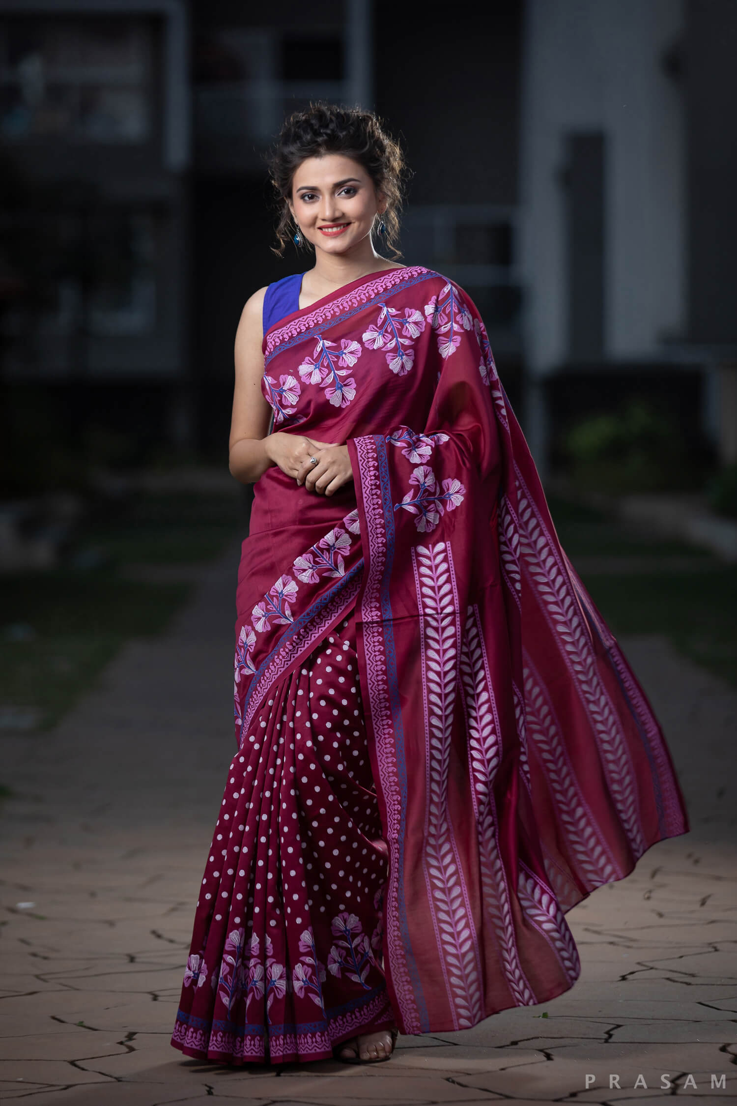 Polka Jives Chanderi Handblock Print Saree Prasamcrafts Handcrafted Festive Workwear Dailywear