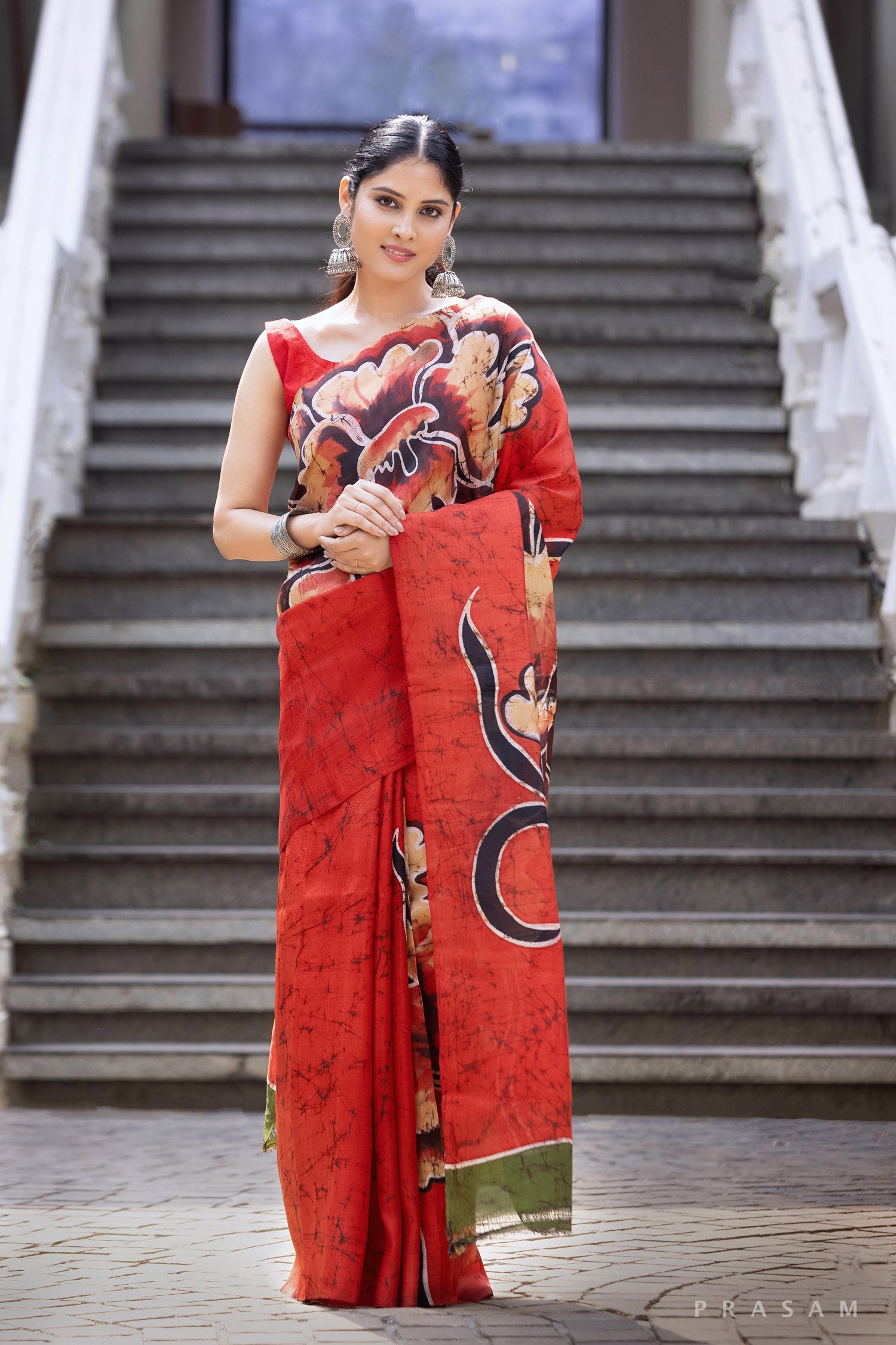 Warm Fest Hand Batik Silk Saree Prasam Crafts