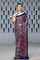 Ogee Scheme-Ajrakh Modal Silk Saree Prasam crafts