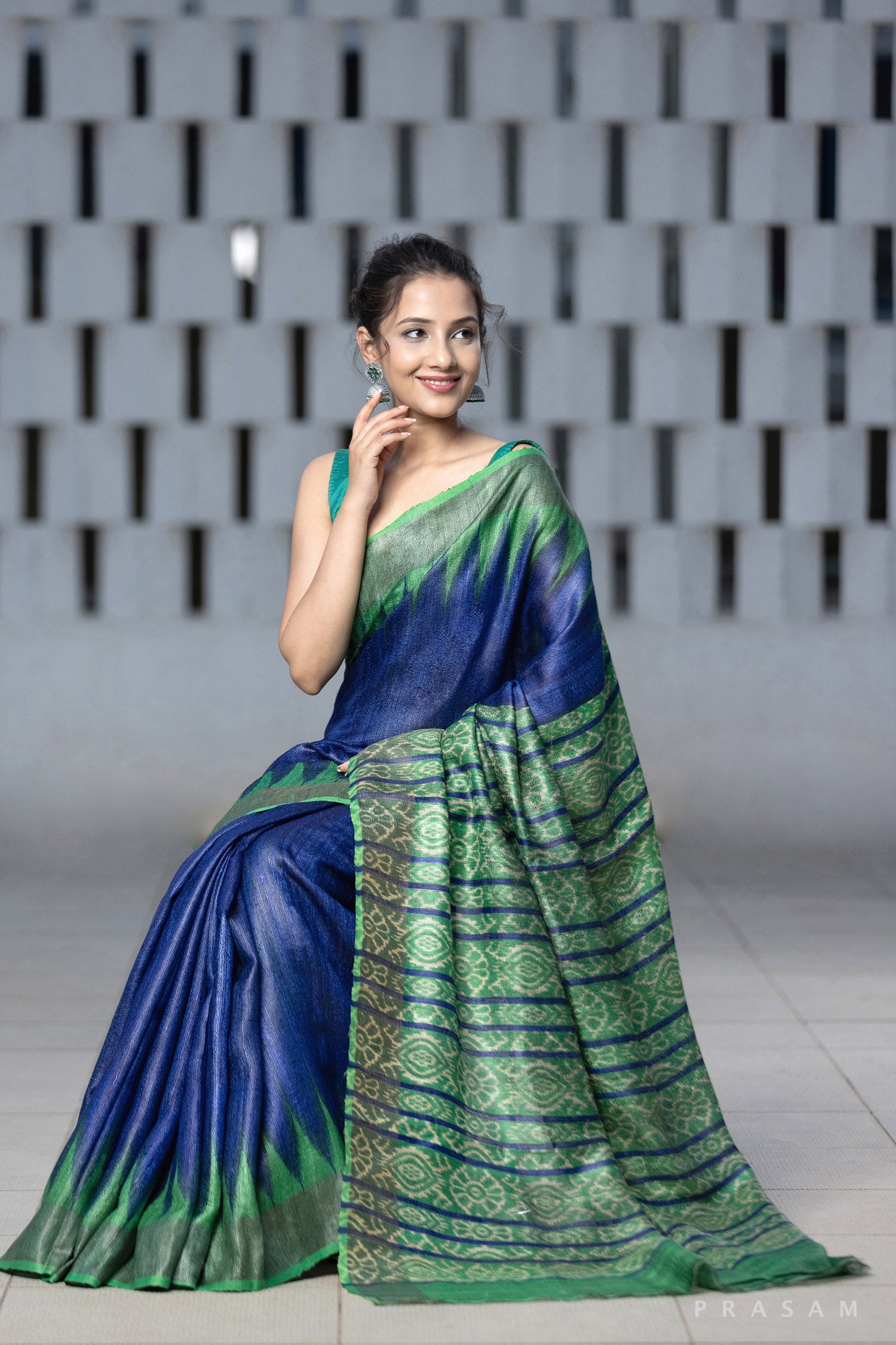 Atmospheric Flavour-Tassar -Gicha Woven Saree Prasam Crafts