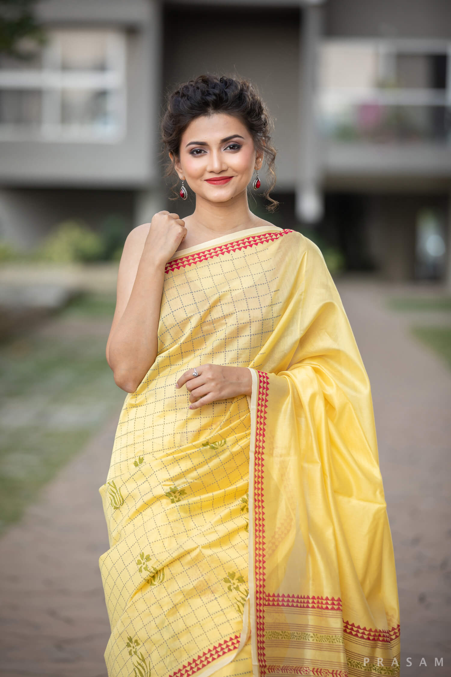 Saintly Chants Chanderi Handblock Print Saree Prasamcrafts Handcrafted Festive Workwear Dailywear