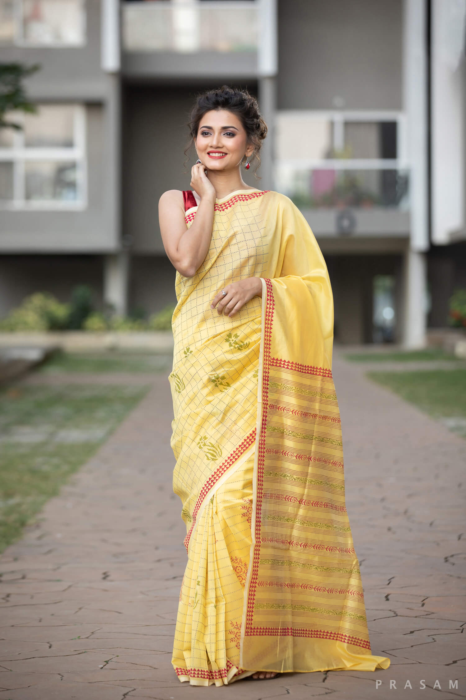 Saintly Chants Chanderi Handblock Print Saree Prasamcrafts Handcrafted Festive Workwear Dailywear