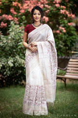 Simple Splendor Chanderi Handblock Print Saree Prasamcrafts Handcrafted Festive Workwear Dailywear
