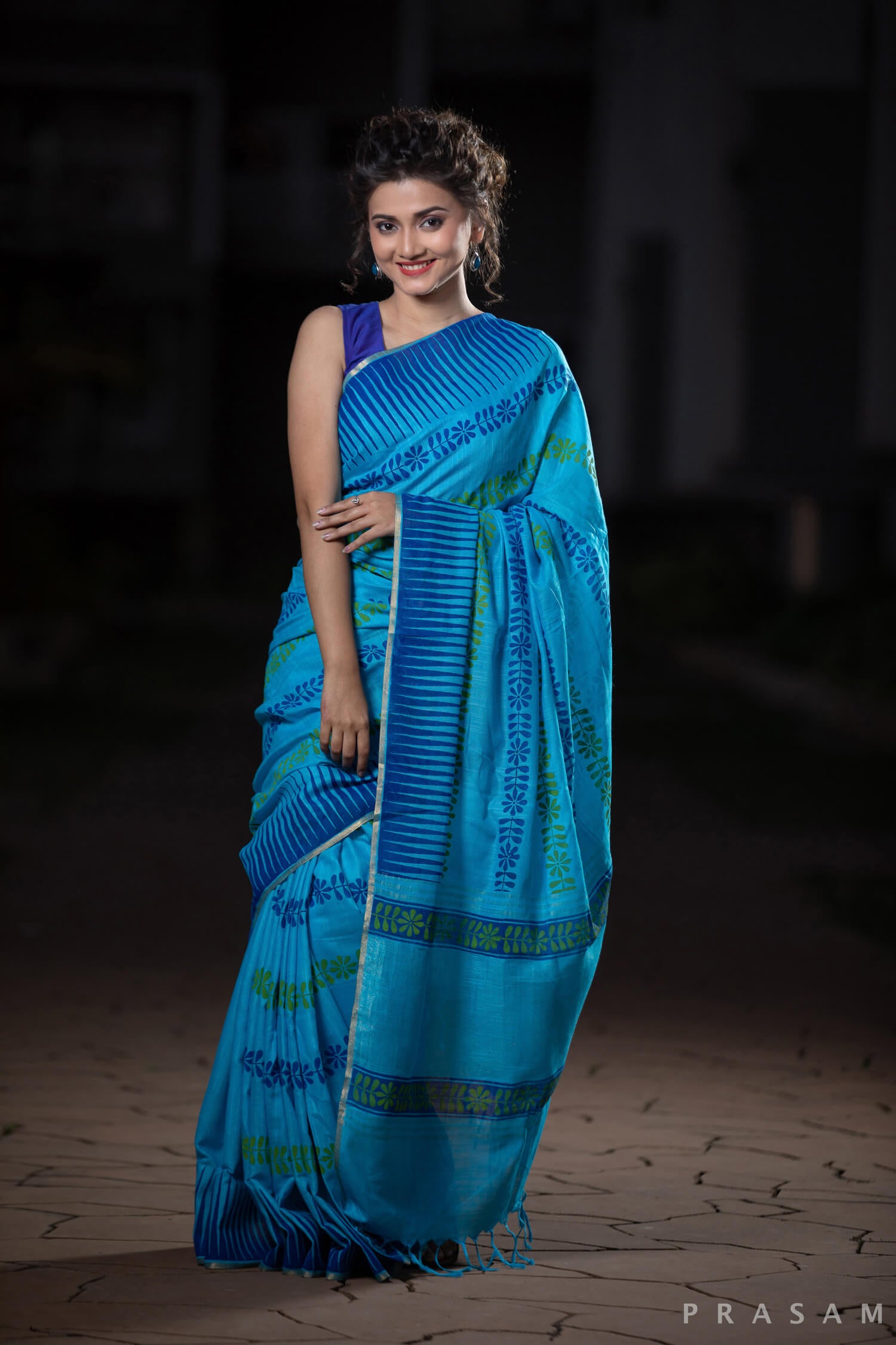 Soulful Glow Cotton handblock print Saree Prasamcrafts Handcrafted Festive Workwear Dailywear