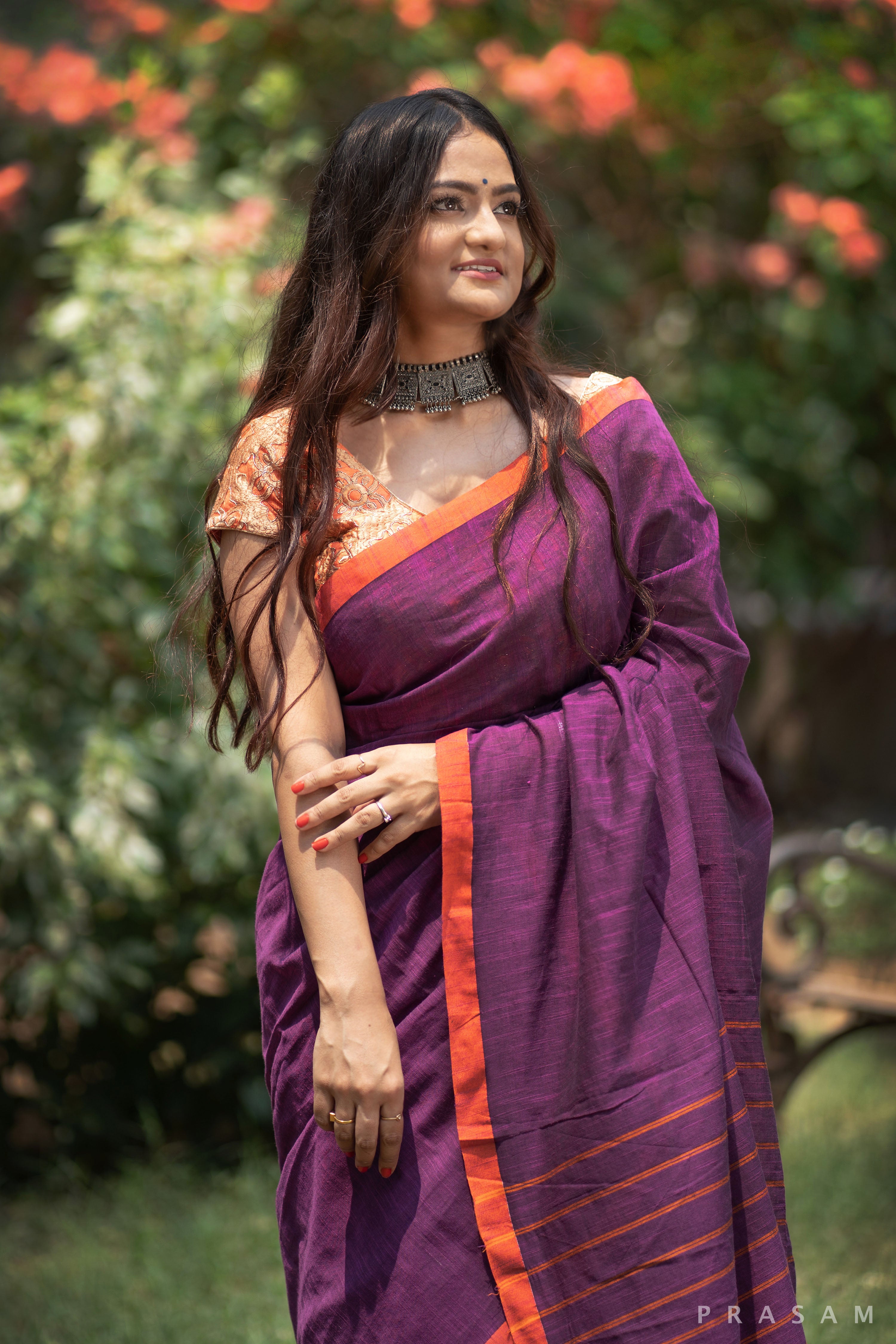 Sweet Wisteria Cotton Handwoven Saree