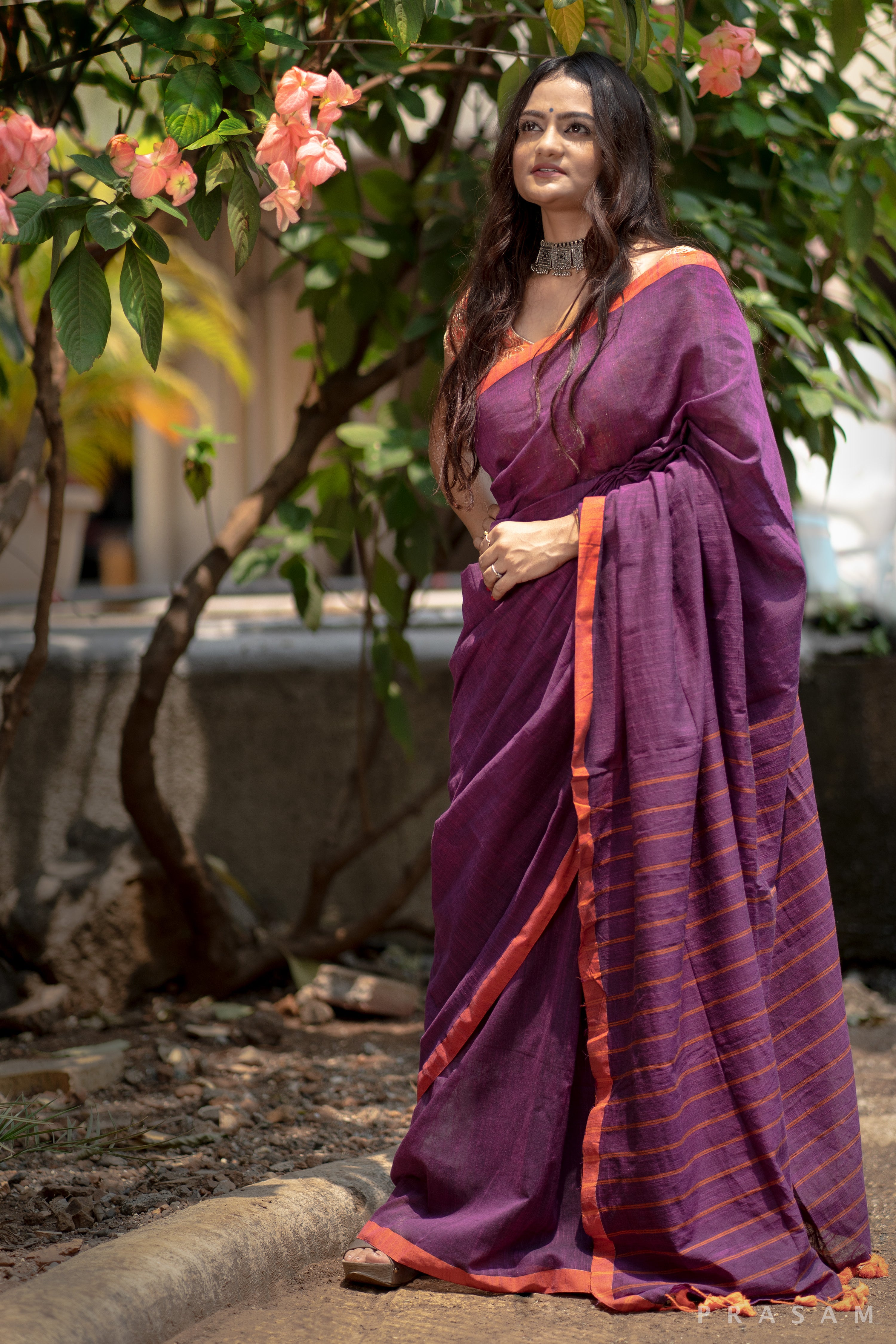 Sweet Wisteria Cotton Handwoven Saree