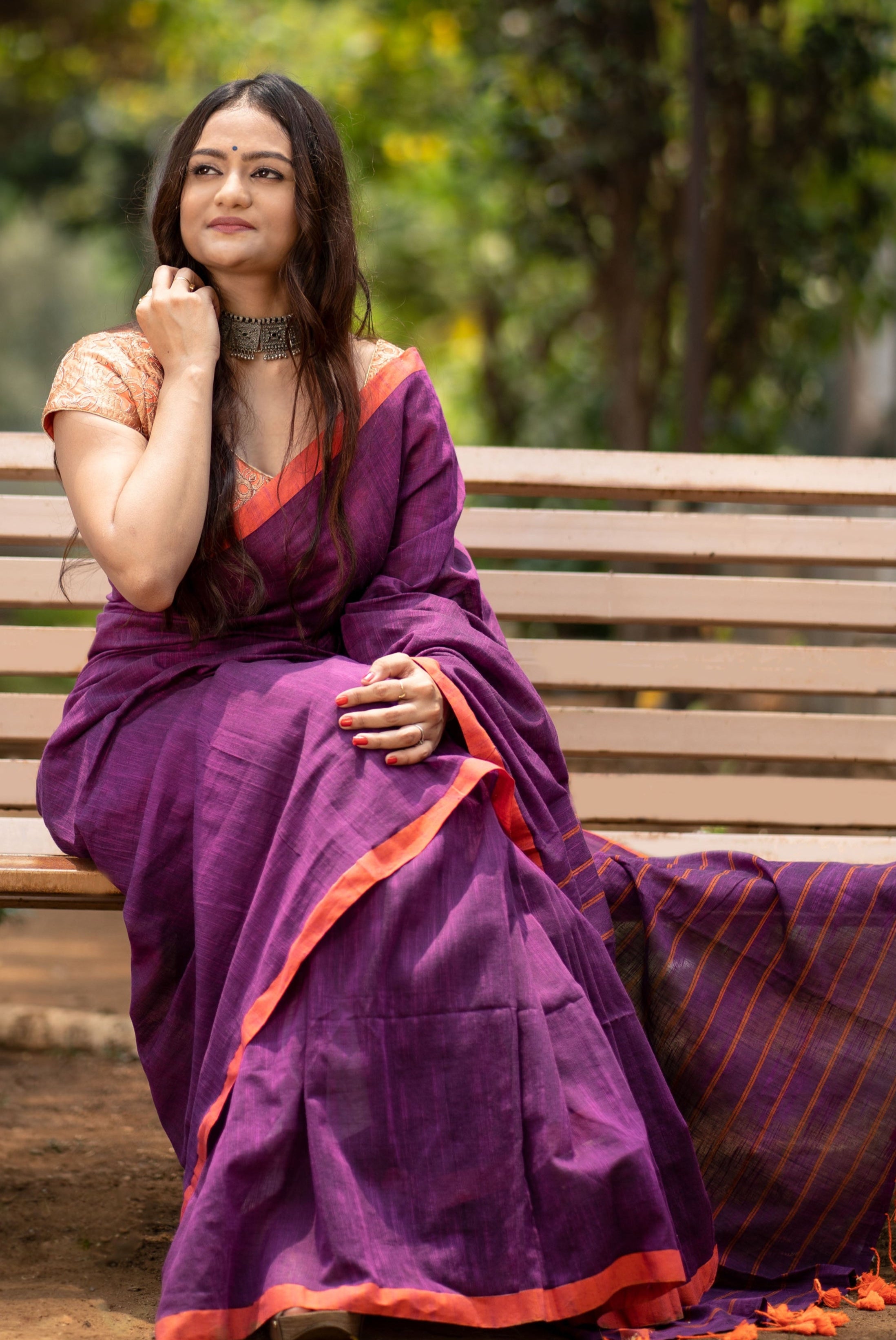 Sweet Wisteria Cotton Handwoven Saree