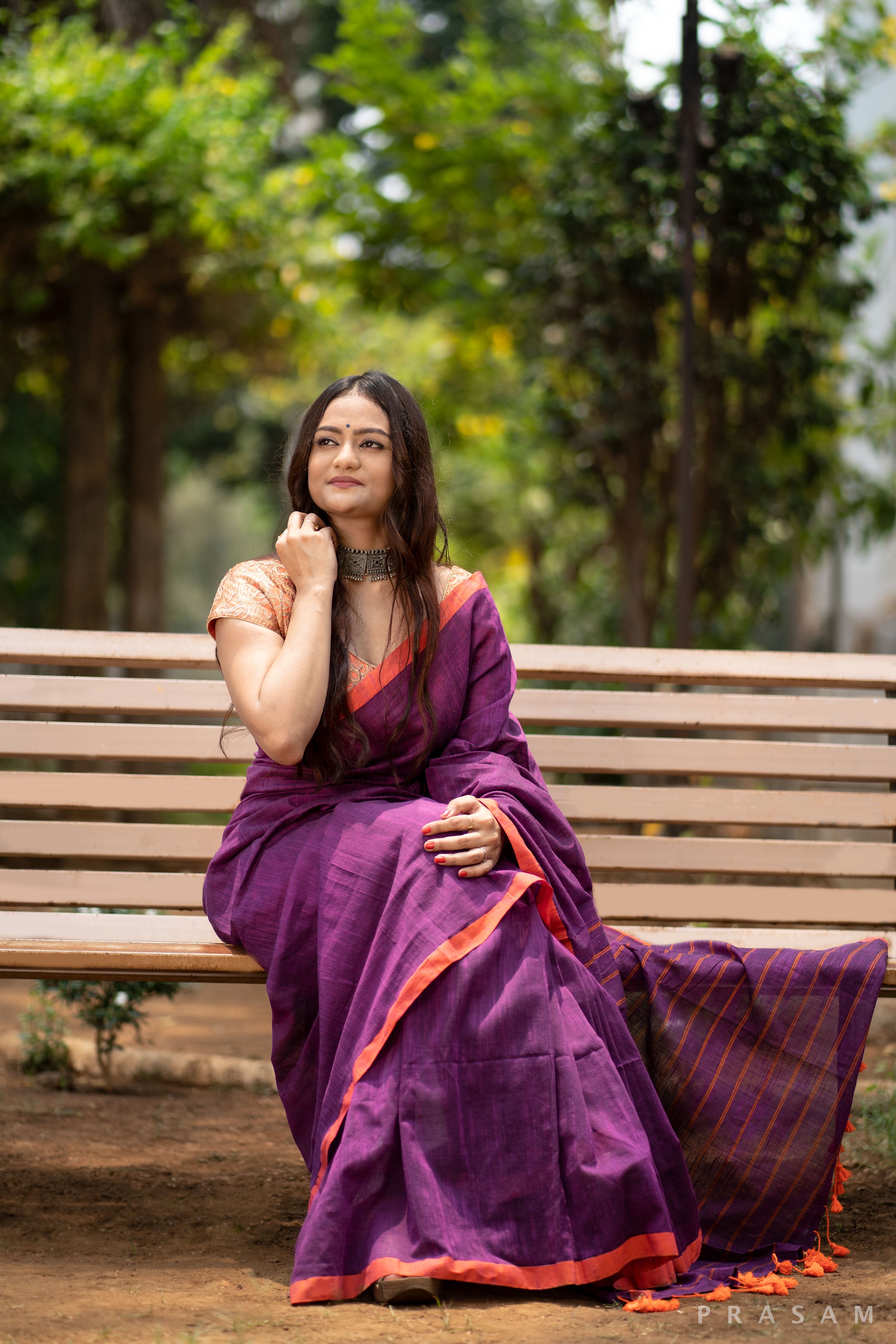 Sweet Wisteria Cotton Handwoven Saree