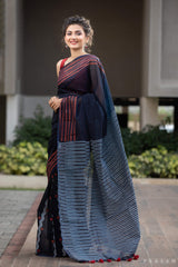 Sharp Sophistication Chanderi Handblock Print Saree Prasamcrafts Handcrafted Festive Workwear Dailywear