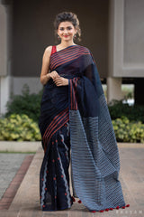 Sharp Sophistication Chanderi Handblock Print Saree Prasamcrafts Handcrafted Festive Workwear Dailywear