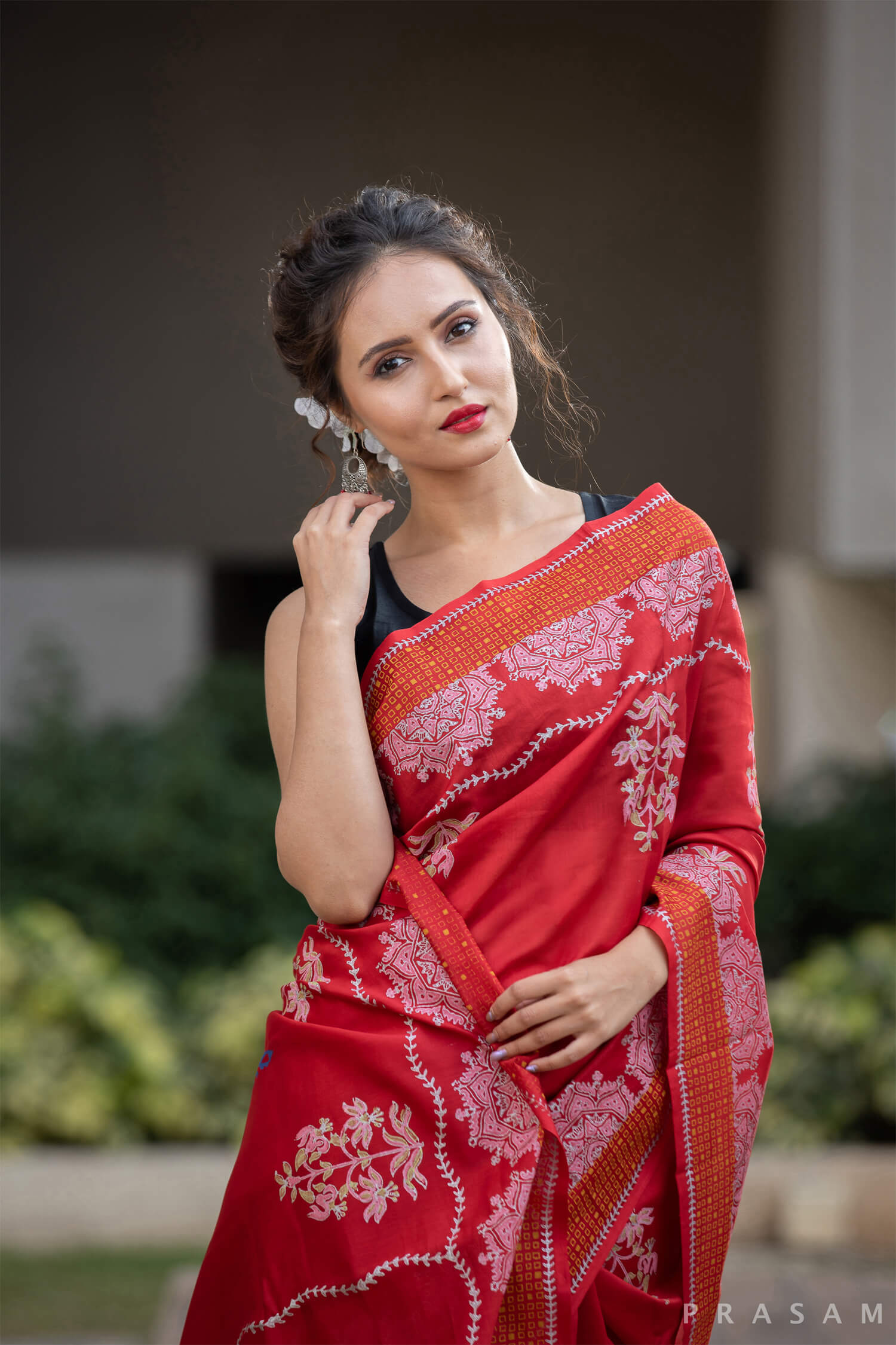 Towards Dusk Chanderi Handblock Print Saree Prasamcrafts Handcrafted Festive Workwear Dailywear