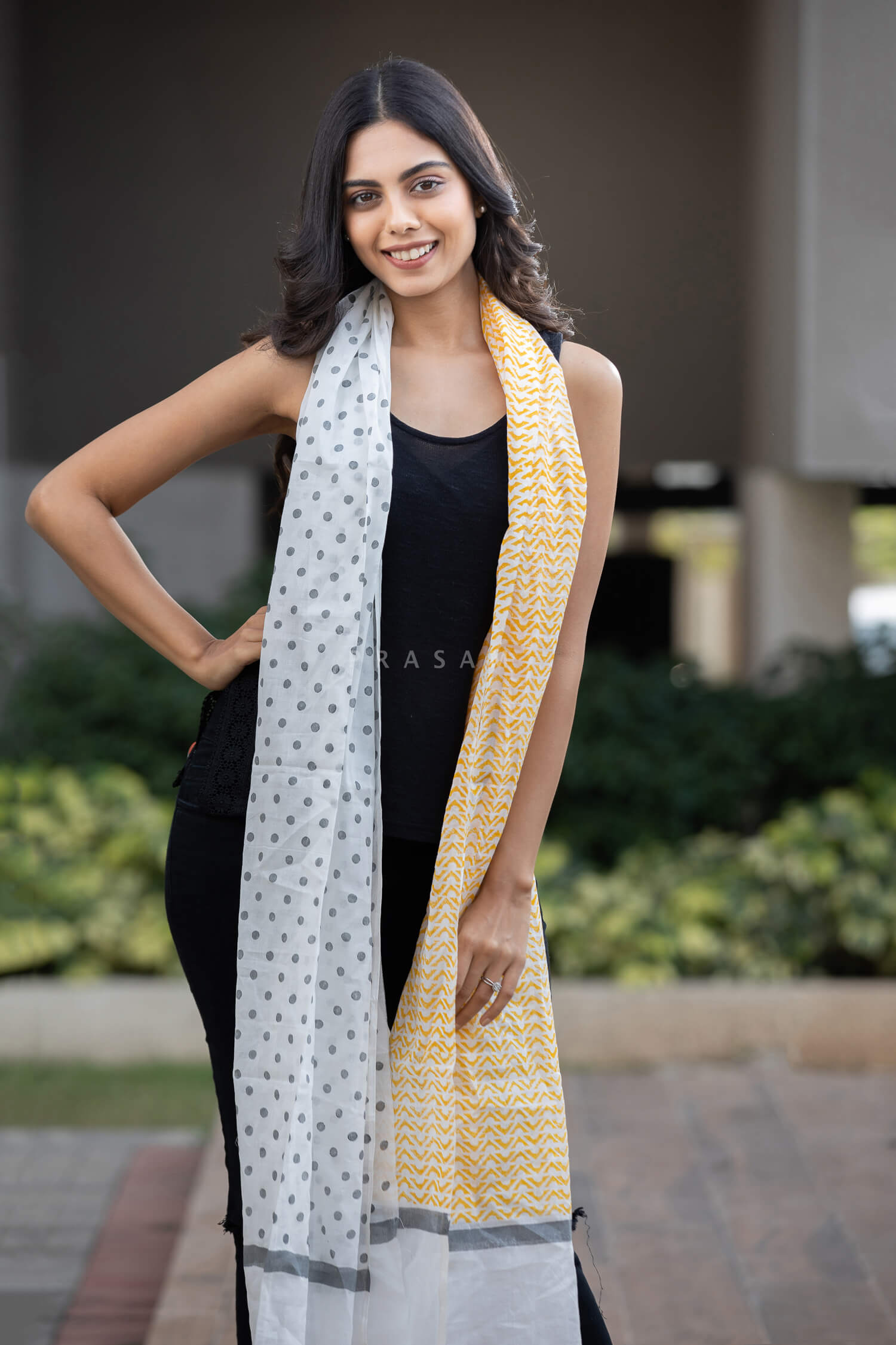 Warm Polkas-Cotton Block Print Stole