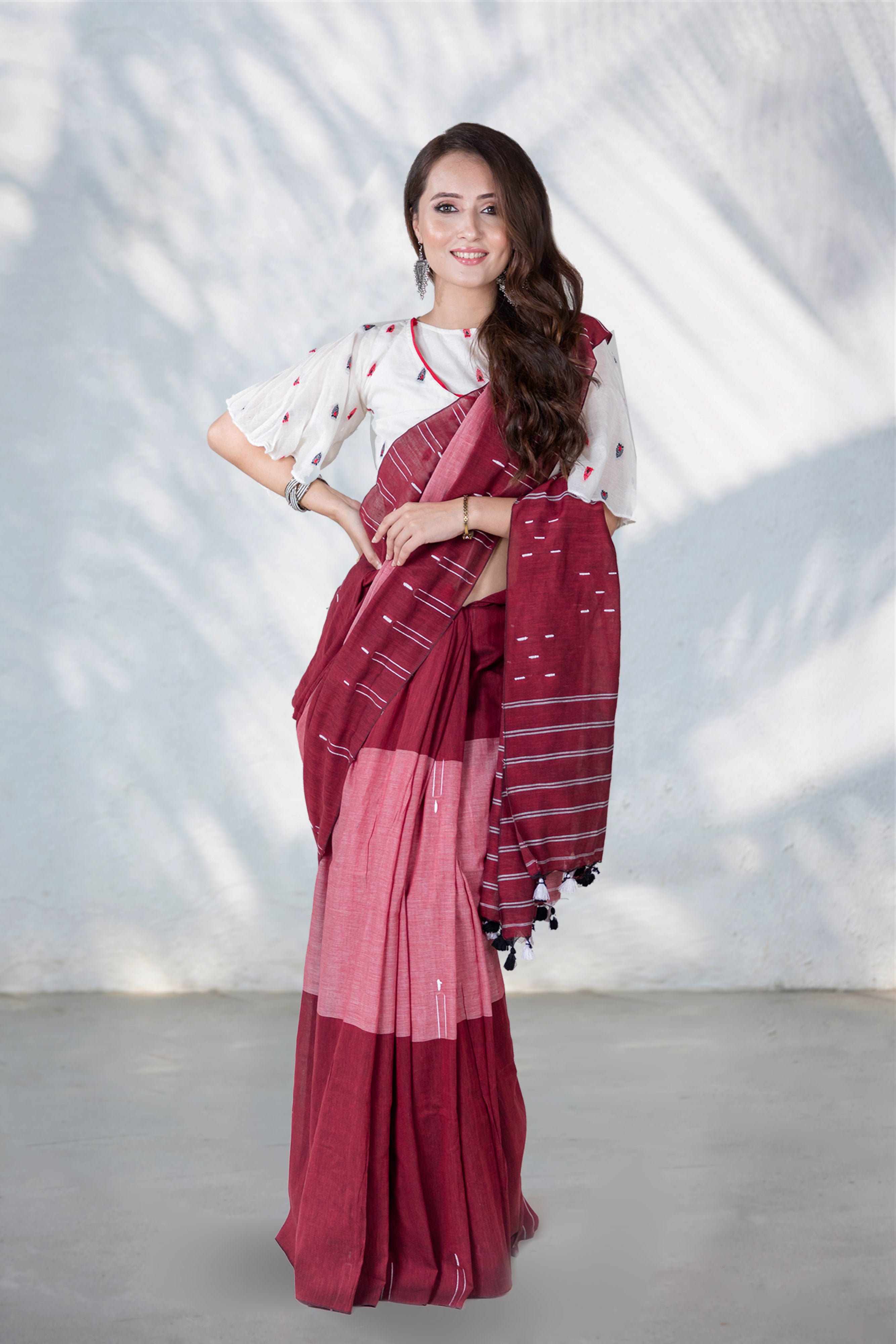 Artisanal Charge-Cotton Handwoven Saree PrasamCrafts