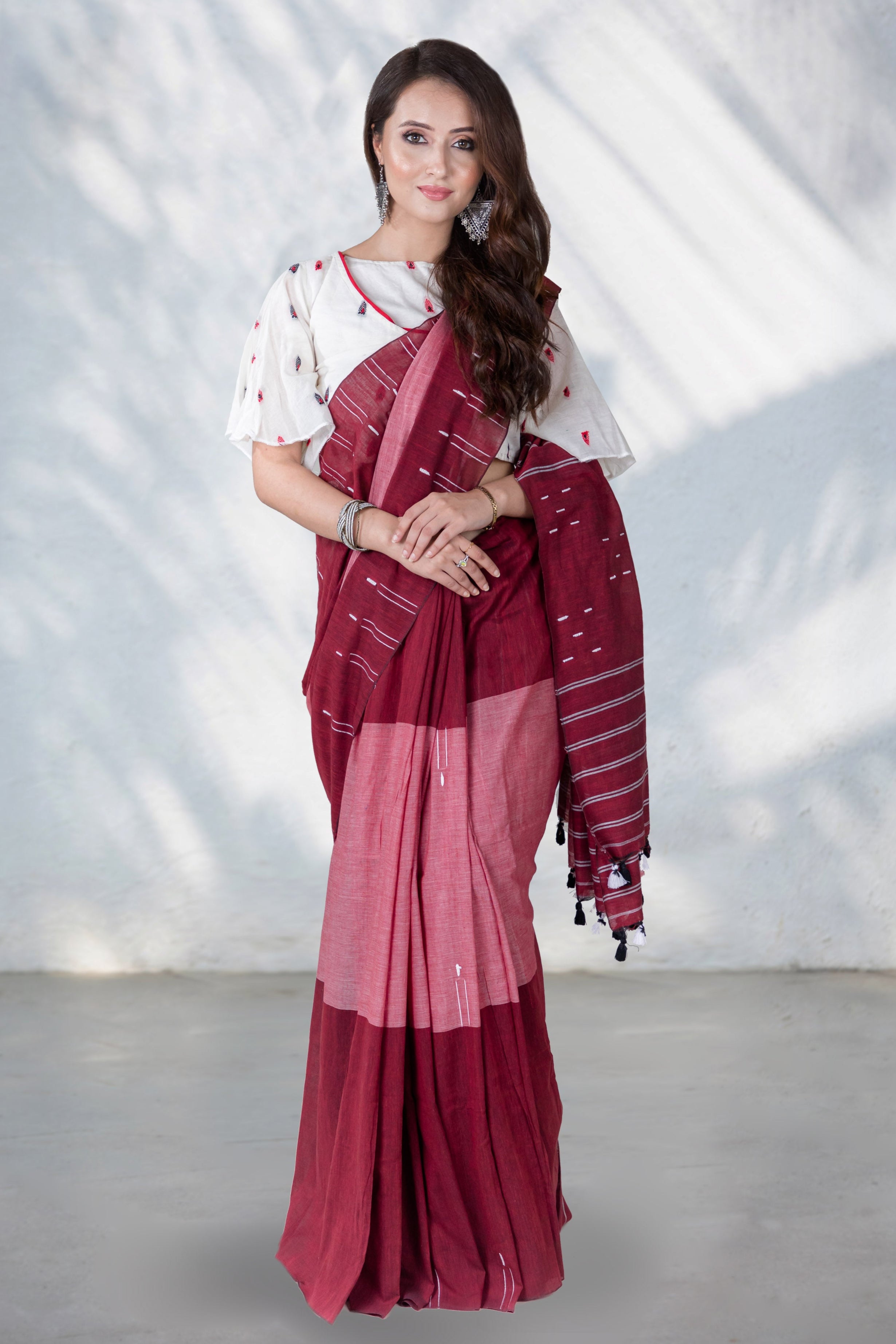 Artisanal Charge-Cotton Handwoven Saree PrasamCrafts